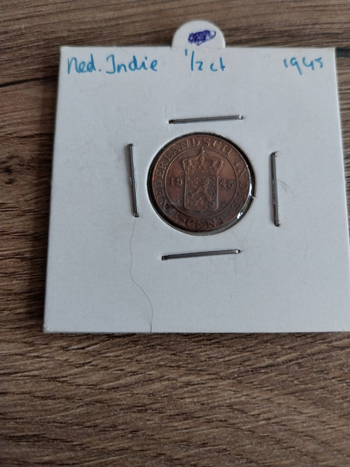 Nederlands-Indië ½ cent 1945, Ophalen of Verzenden, Koningin Wilhelmina, Overige waardes, Losse munt