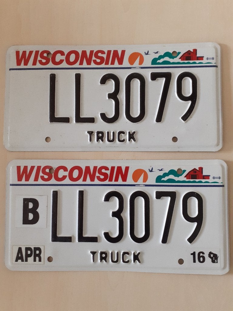 Kentekenplaat Wisconsin Set Amerika usa., Ophalen of Verzenden, Gebruikt, Auto's