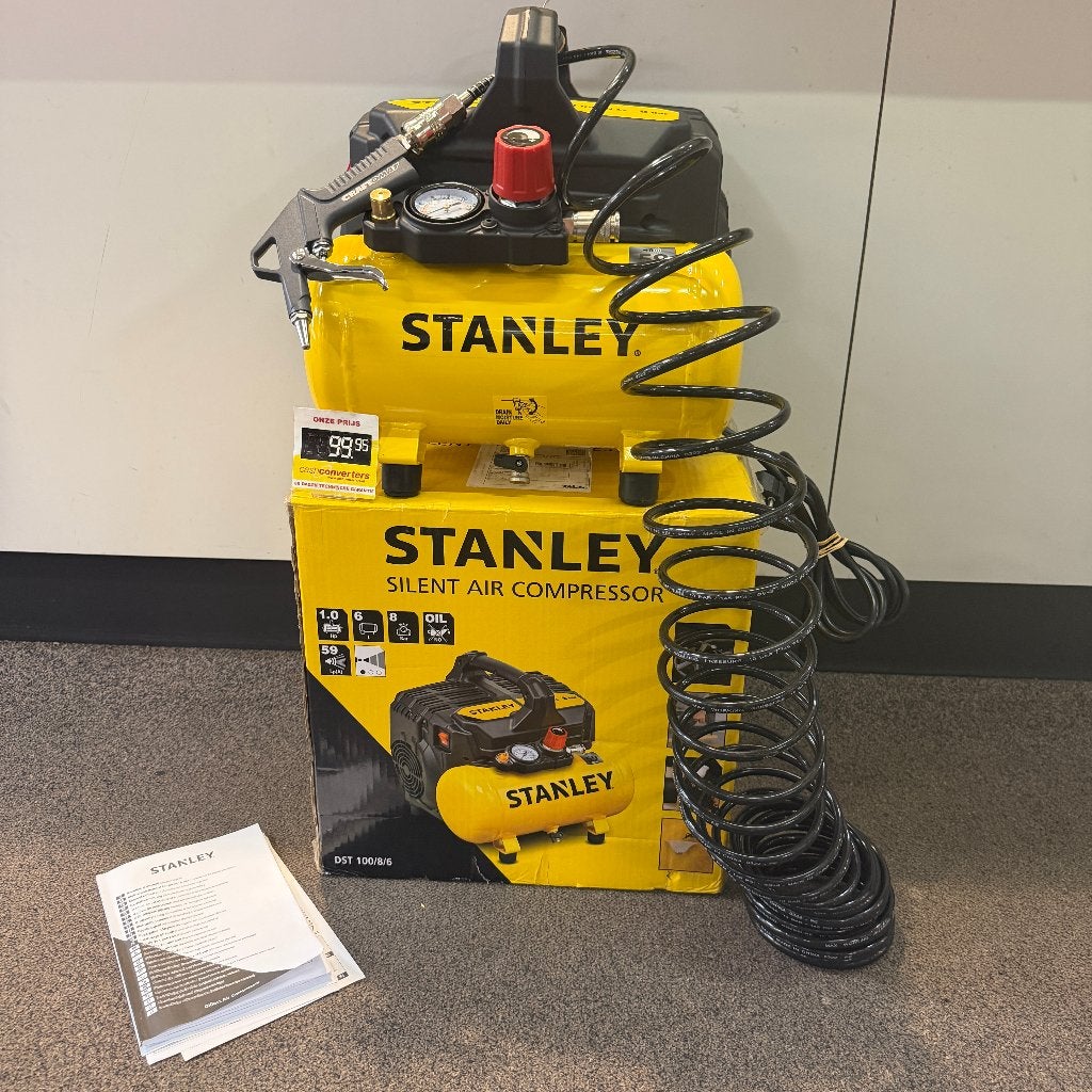 Stanley Silent Air Compressor | DST100| Als nieuw | 405703, Gebruikt, Ophalen of Verzenden, Minder dan 200 liter/min, 6 tot 10 bar