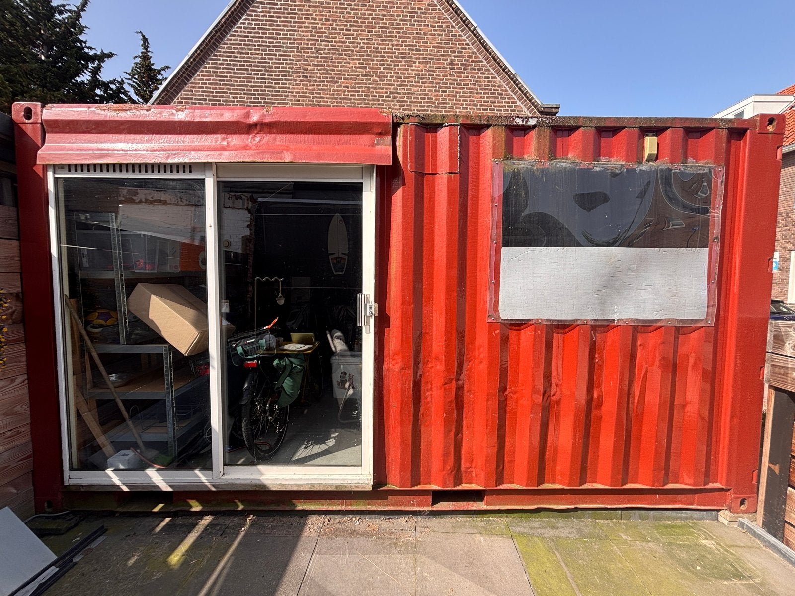 Robuuste zeecontainer met schuifpui en raam, Tuin en Terras, Overkappingen, Ophalen