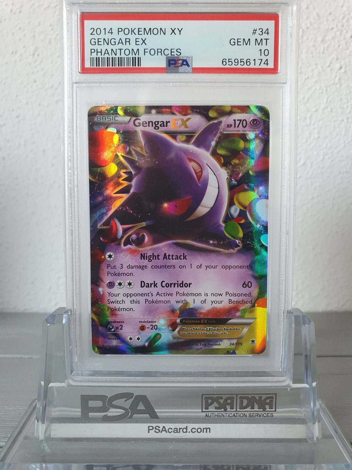 Gengar EX PSA 10 Phantom Forces 2014 XY #34 Pokemon, Ophalen of Verzenden, Nieuw, Losse kaart, Foil