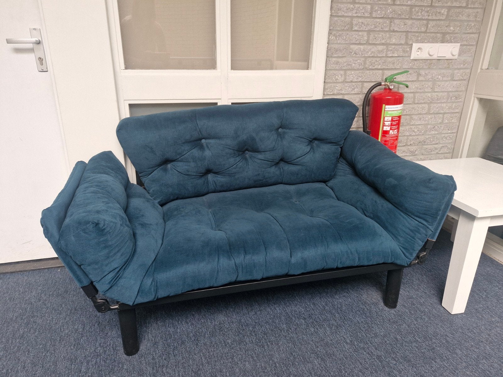 Nitta slaapbank / Logeerbed - Blauw/petrol - Goede staat, Huis en Inrichting, Slaapkamer | Slaapbanken, Eenpersoons, Blauw, Ophalen of Verzenden