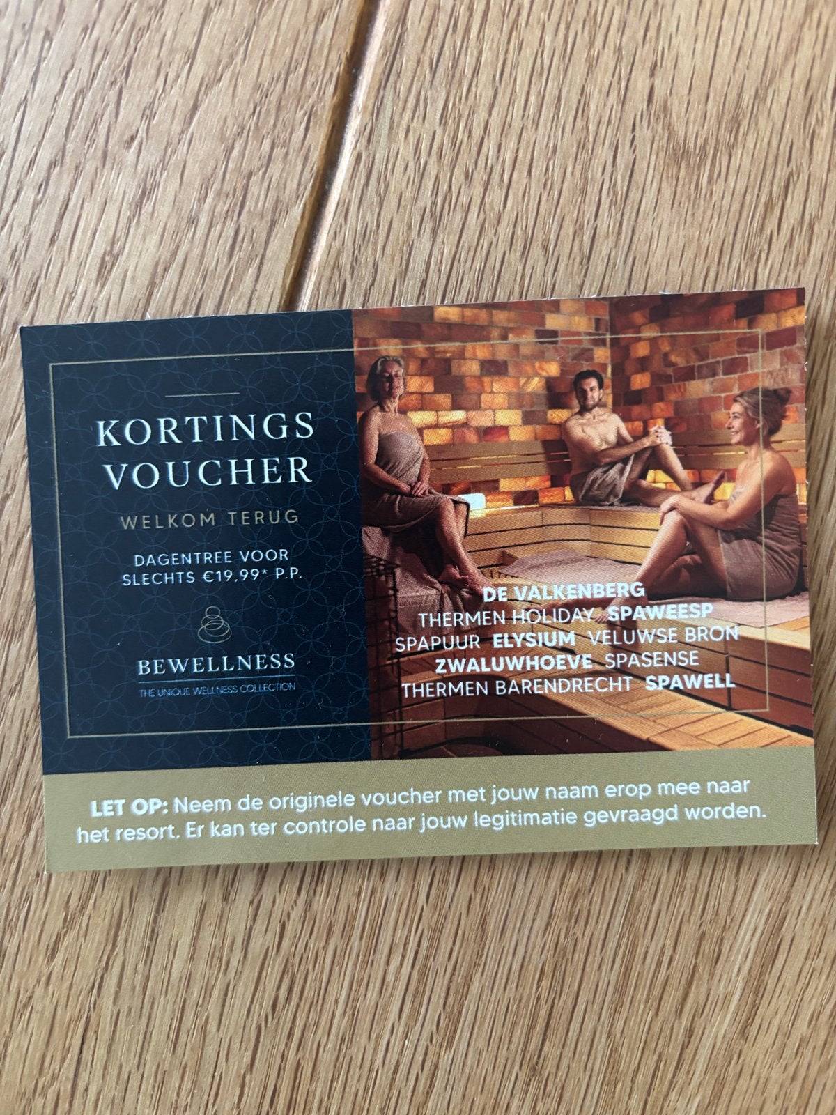 Kortingvoucher Bewellness saunagroep, Tickets en Kaartjes, Twee personen, Kortingsbon, Spa of Sauna
