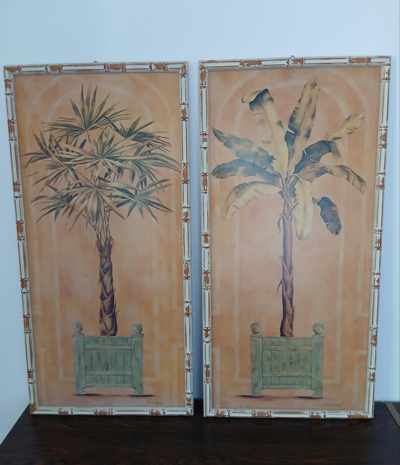 stel pendanten, wanddecoratie schilderijen - bamboe, palm, Ophalen, Zo goed als nieuw, Schilderij, 75 – 100
