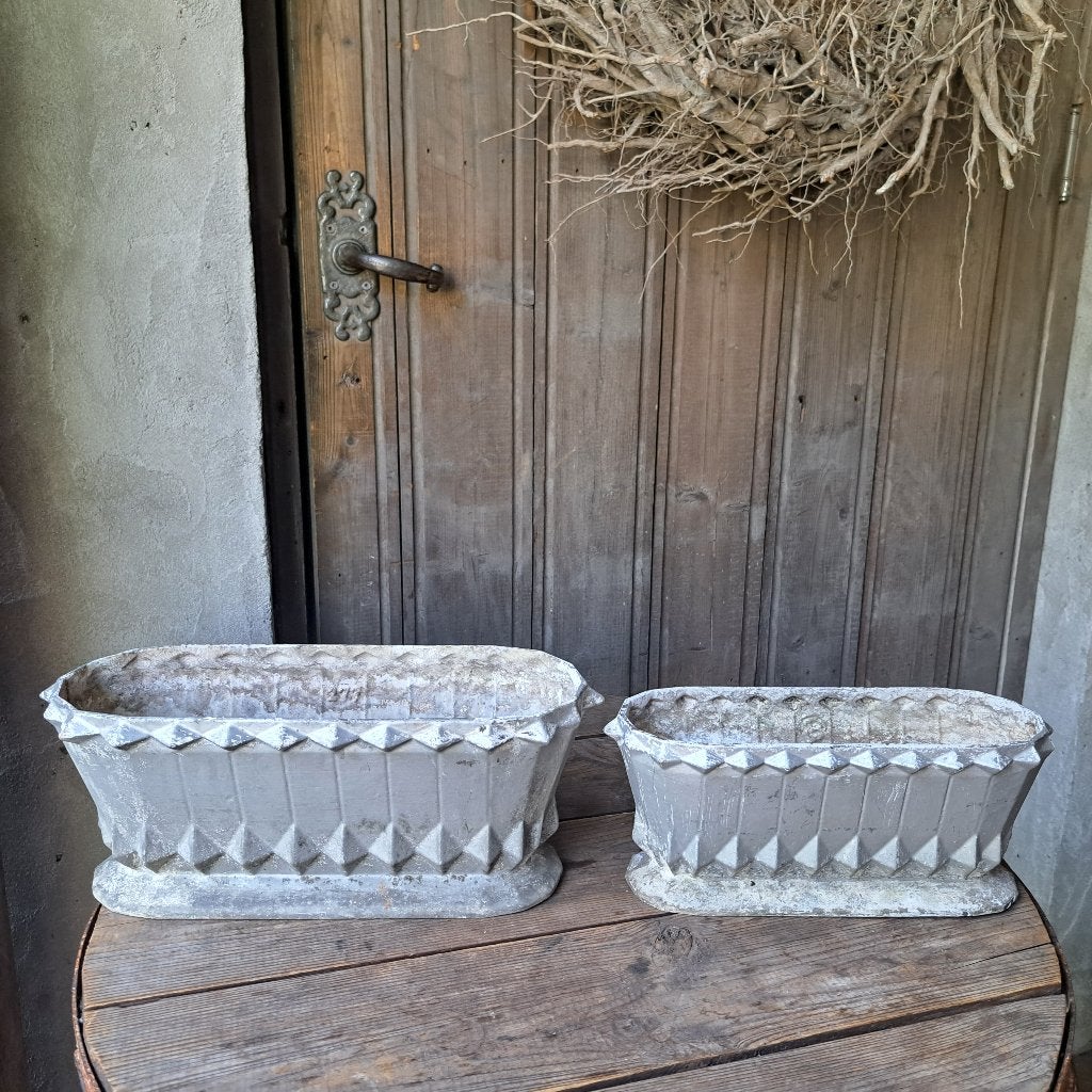 1x Brocante Franse ovale gietijzeren vaas jardinière *Etage3, Gebruikt, ., Ophalen of Verzenden, .