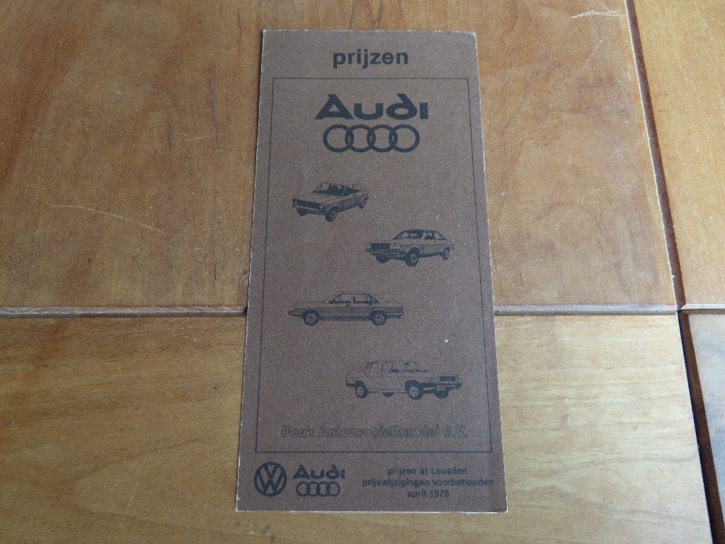 Prijslijst Audi 4-1978, Audi 50, Audi 80, Audi 100, Ophalen of Verzenden, Zo goed als nieuw, Audi, Audi