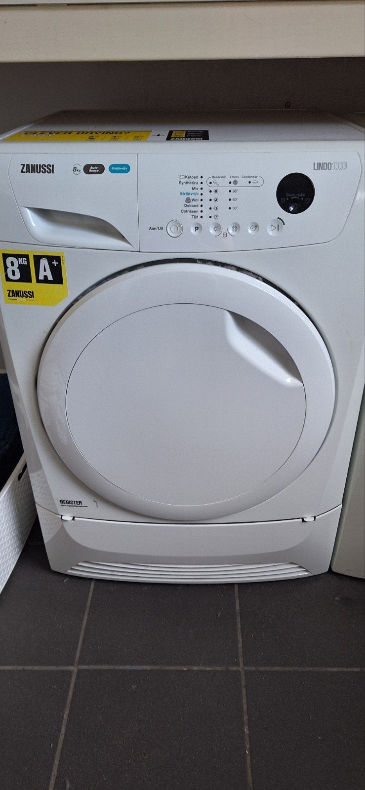 Zanussi condensdroger, Witgoed en Apparatuur, Ophalen, Gebruikt, 8 tot 10 kg, Energieklasse A of zuiniger