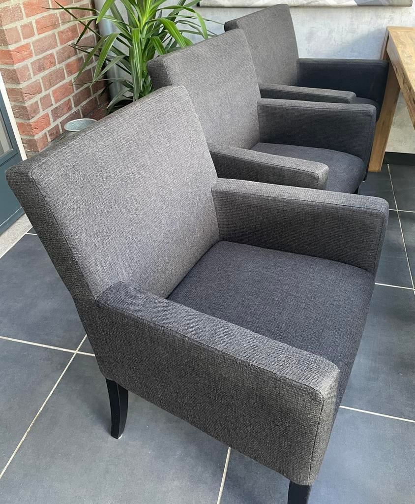6 zwart gemêleerde stoelen., Ophalen, Gebruikt, Zwart, Stof