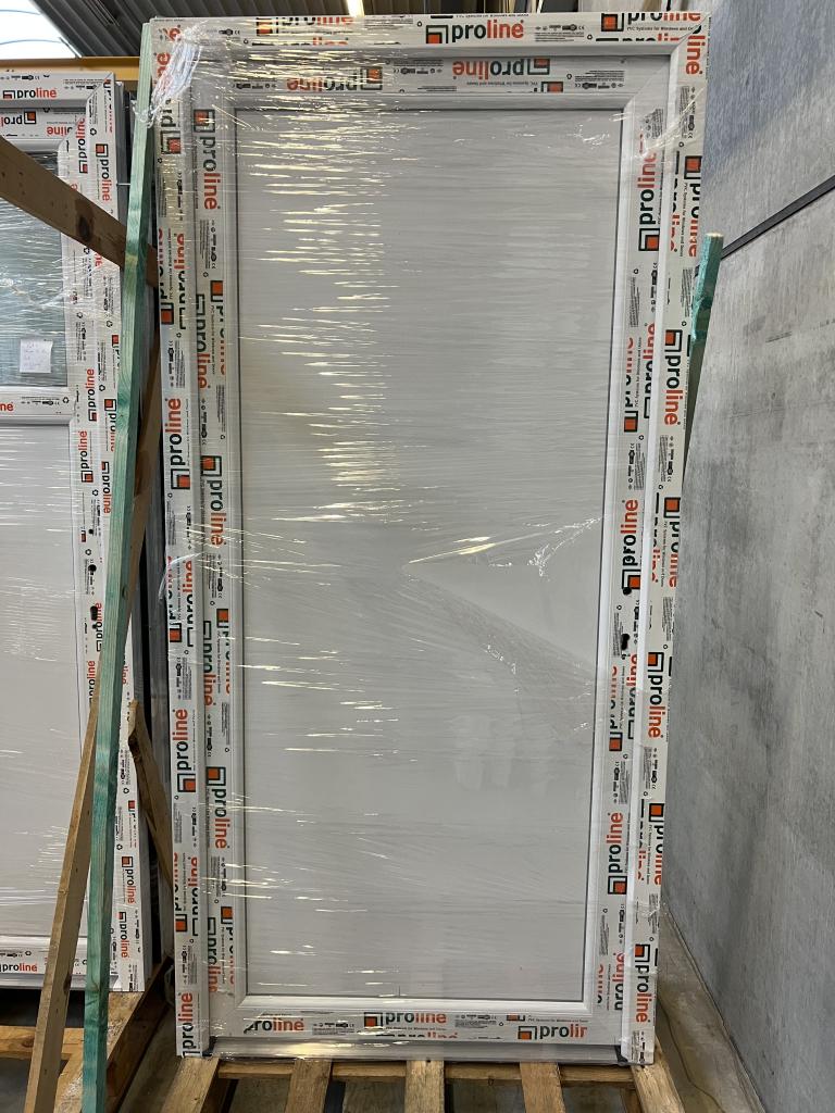 Kunststof buitendeur 98 x 200 antraciet RAL 7016 houtnerf, Niet ingevuld, 80 tot 100 cm, Niet ingevuld, Nieuw