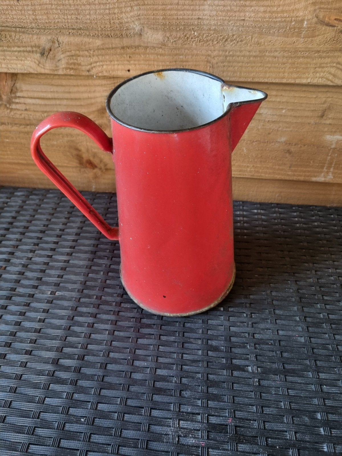 Vintage Rode Emaille Kan - Decoratief Brocante Stuk, Ophalen of Verzenden
