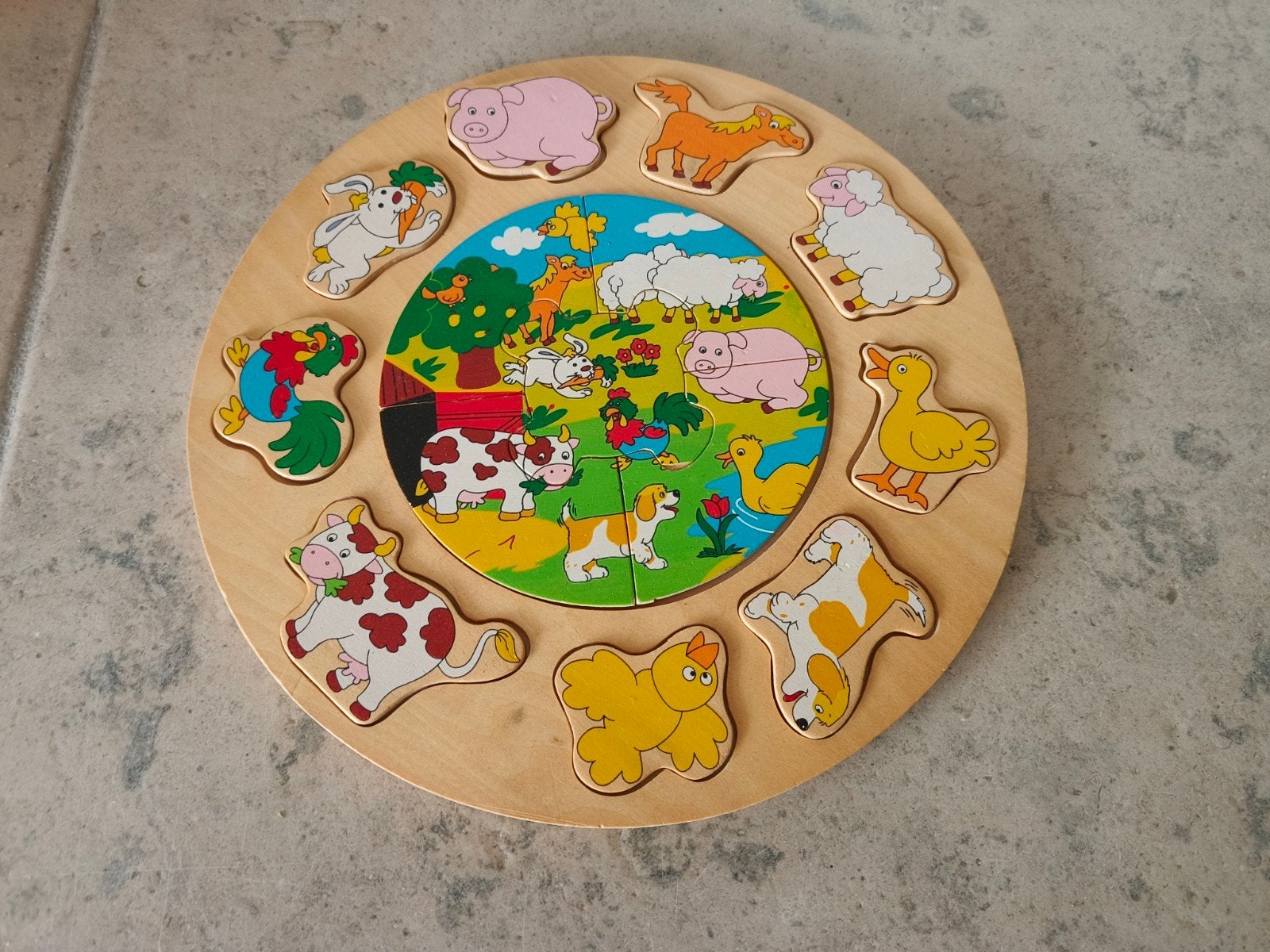 Houten boerderij dieren puzzel voor kinderen, 2 tot 4 jaar, Gebruikt, 10 tot 50 stukjes, Ophalen of Verzenden