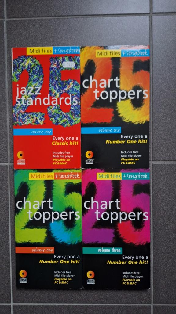 Midi-files op cd-rom; 3x chart toppers + 1x jazz standards, Muziek en Instrumenten, Ophalen of Verzenden, Cd