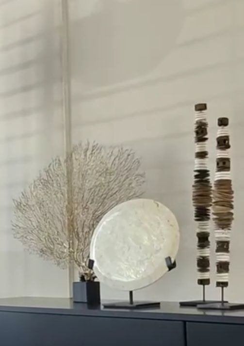 Set van 2 Schelpentorens Java H45|H54 cm Beige Créme Mokka, Meerkleurig, Overige materialen, Nieuw, Ophalen of Verzenden