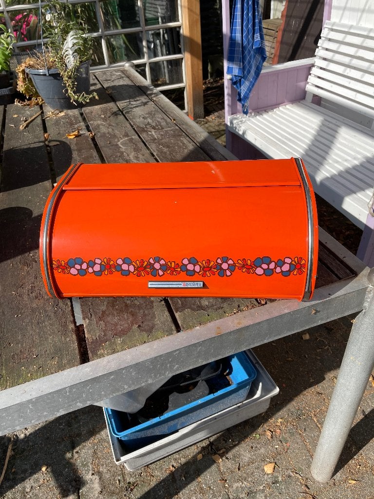 Broodtrommel,oranje Brabantia,gebruiksporen maar uniek., Antiek en Kunst, Ophalen