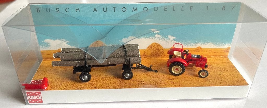 Busch: Porsche met aanhanger, Ophalen of Verzenden, Zo goed als nieuw, Hijskraan, Tractor of Landbouw, Overige merken