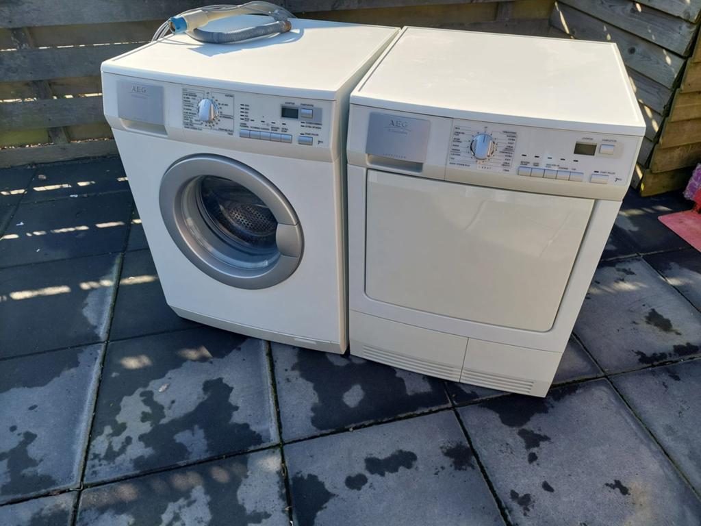 Aeg wasmachine en droger 7 kilo, Ophalen, Zo goed als nieuw, 1200 tot 1600 toeren, 85 tot 90 cm