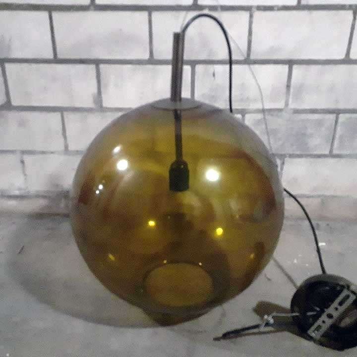 60s/70s-stijl retro vintage hanglamp glasbol (diam.=39cm) c1, Huis en Inrichting, Lampen | Hanglampen, Ophalen of Verzenden, Glas