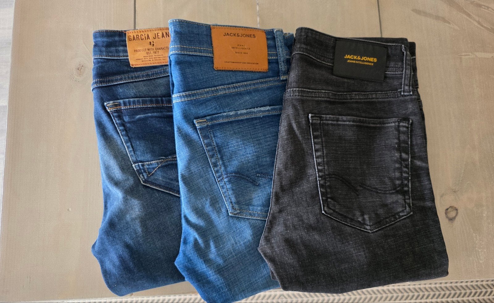 3 stuks heren/tieners jeans, maat 29/30 (valt als 170), Blauw, Garcia, Jack & Jones, W32 (confectie 46) of kleiner, Ophalen of Verzenden