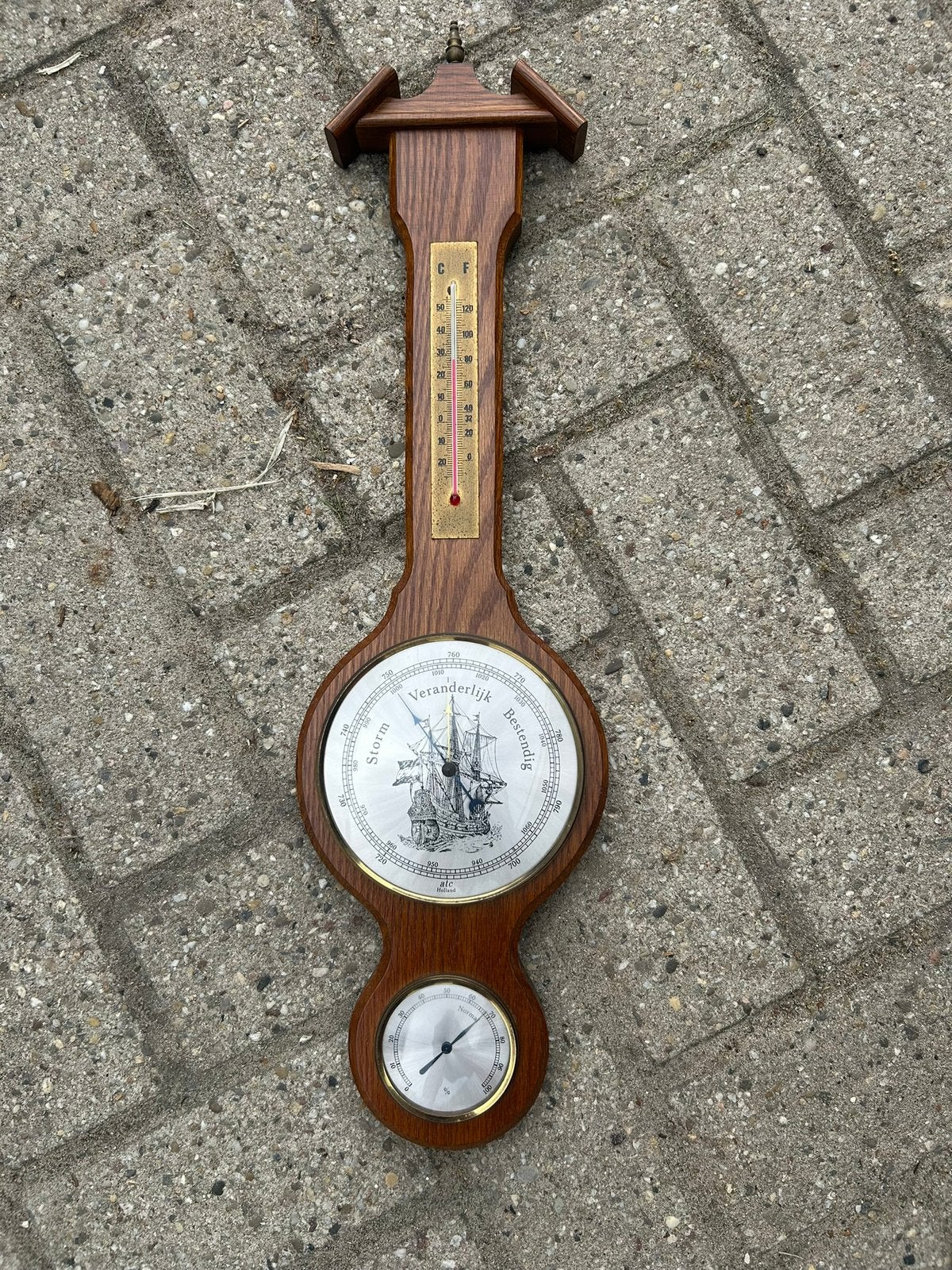 ATC Holland klassiek houten banjobarometer-weerstation, Ophalen, Zo goed als nieuw