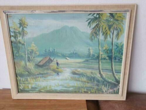 Schilderij Indonesie ongesigneerd op board, Antiek en Kunst, Kunst | Schilderijen | Klassiek, Ophalen