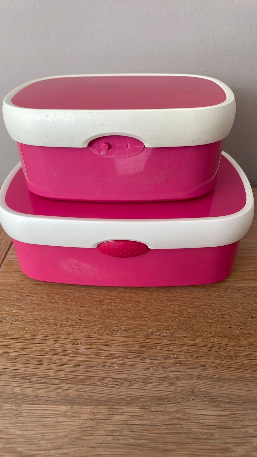 Mepal lunchboxen - set van 2 (roze), Gebruikt, Kunststof, Ophalen of Verzenden, Roze