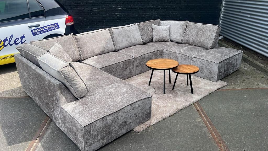 Hoekbank U- vorm Teddy stof Antraciet 210x340x210 NIEUW, Huis en Inrichting, Ophalen, Hoekbank, Vierpersoons of meer, 300 cm of meer