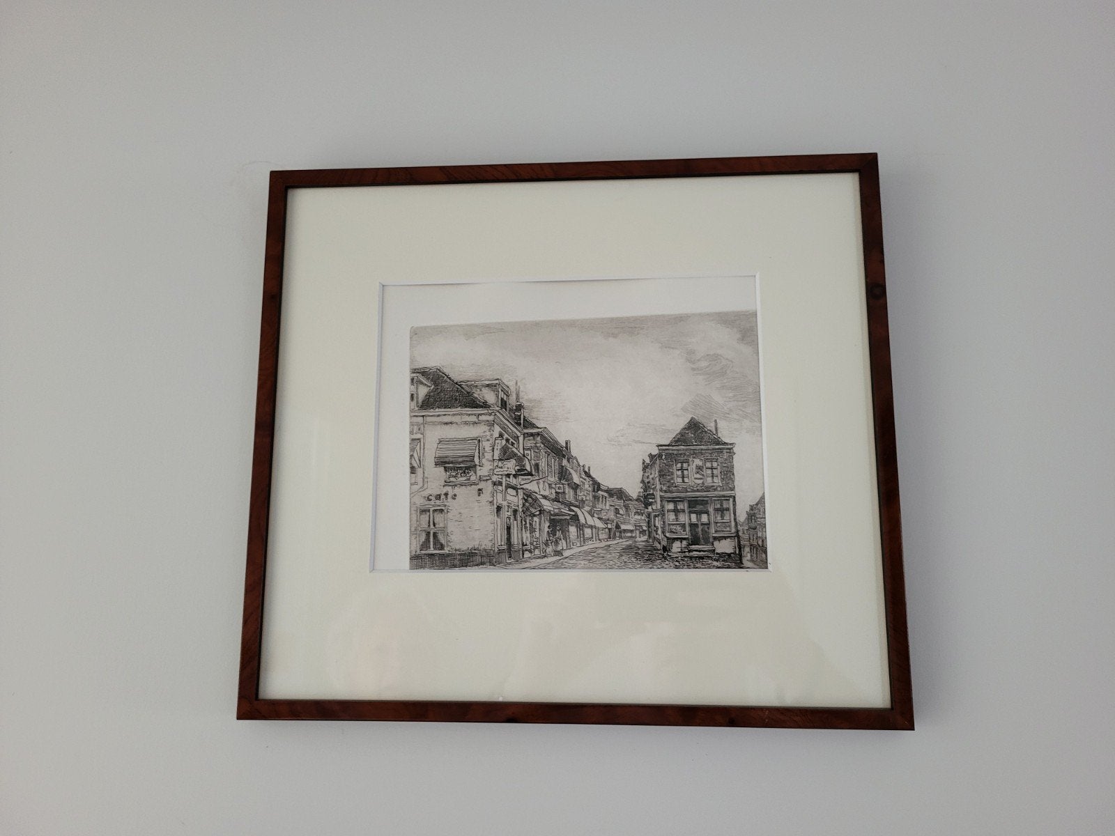 Oud-Beijerland - Historisch Stadsgezicht, Ingelijst, Ets, Stadsgezicht, Ophalen of Verzenden