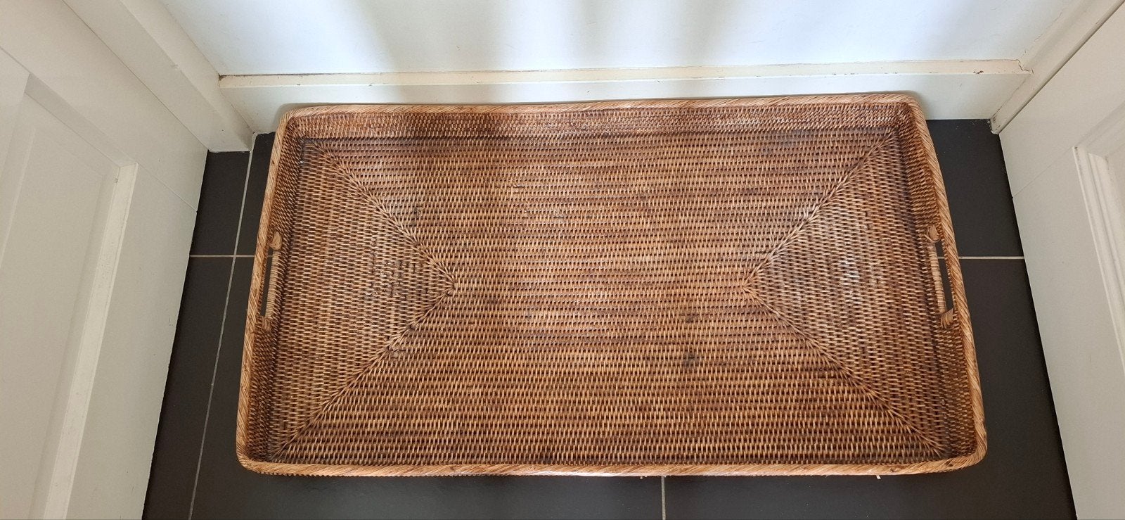 Rotan dienblad +/- 90x50 cm, Ophalen, Gevlochten, Natuurlijk materiaal, Zo goed als nieuw