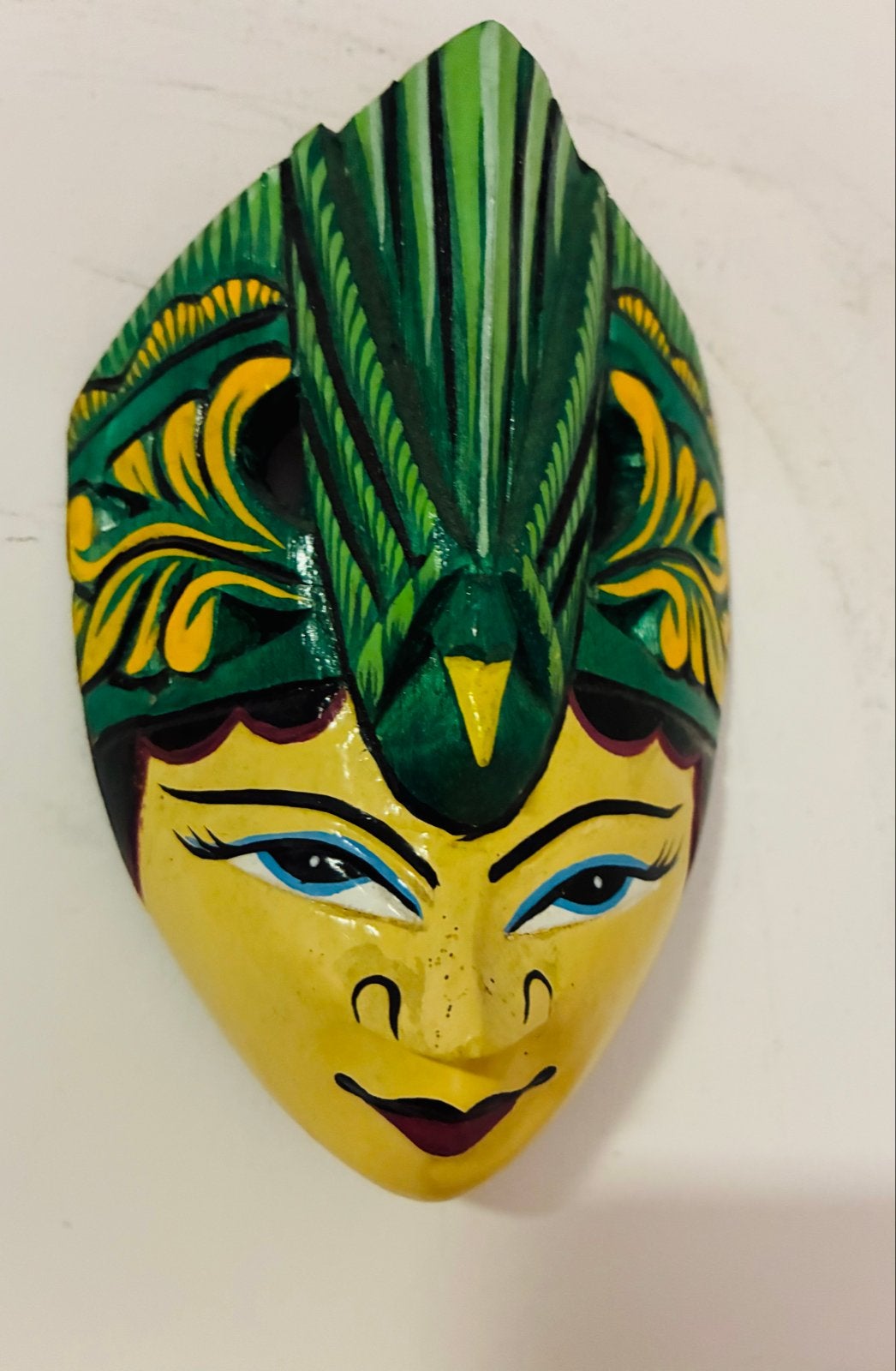 Handgeschilderd Balinees decoratief masker - 15cm, Antiek en Kunst, Hout, Meerkleurig, Masker, Ophalen of Verzenden