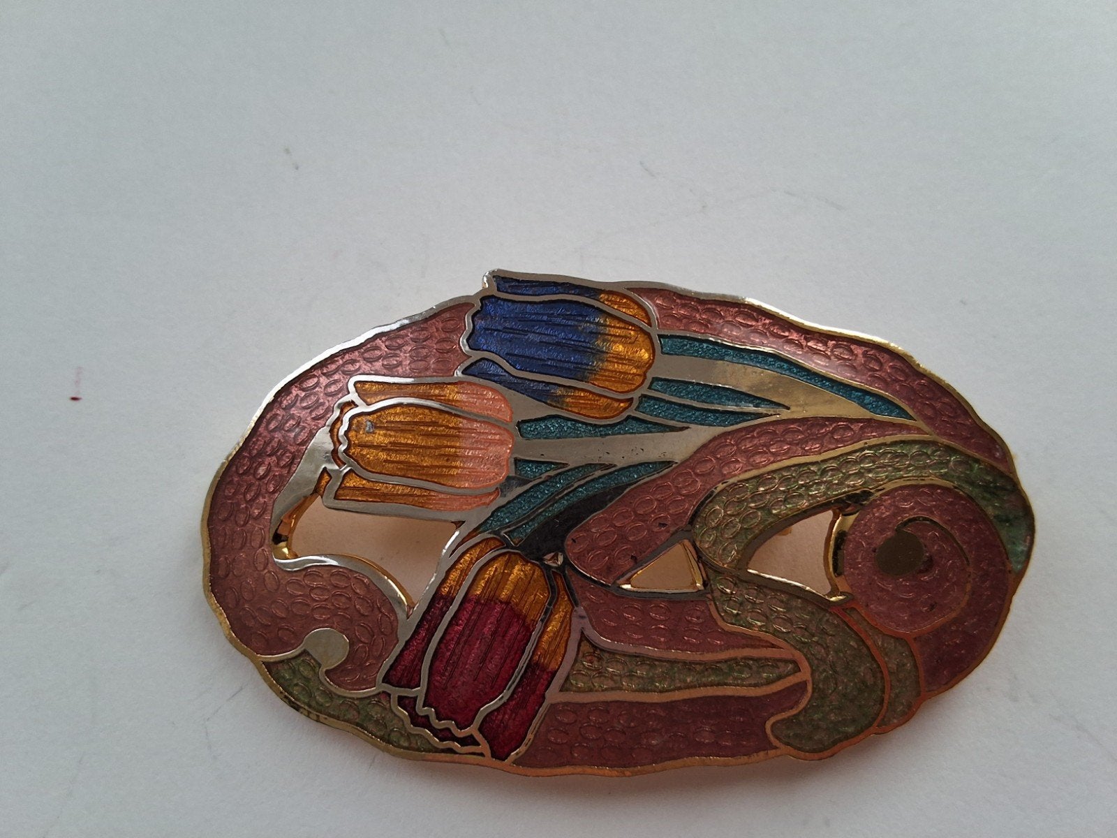 Elizabeth Duke Vintage Broche - verguld & Emaille, Overige materialen, 4 tot 7 cm, Gebruikt, Ophalen of Verzenden