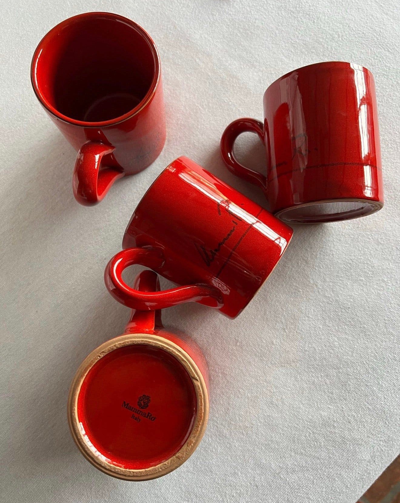 4x MAMMA RO Mammaro Signed Koffie Italy Zeldzame Kom Bekers, Antiek en Kunst, Ophalen of Verzenden