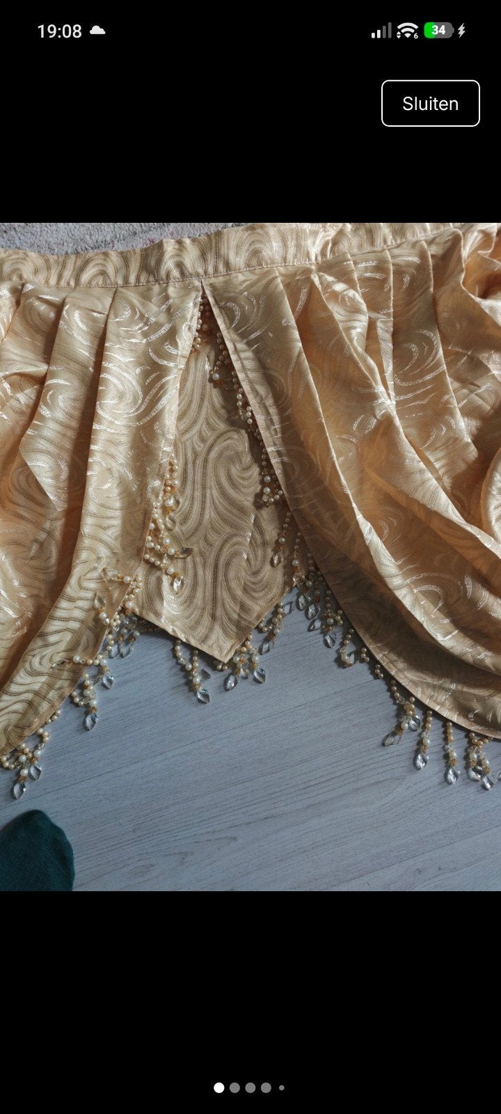 Gouden gordijn accessoires met kralen en roos, Met haken, Gebruikt, Ophalen of Verzenden, Polyester
