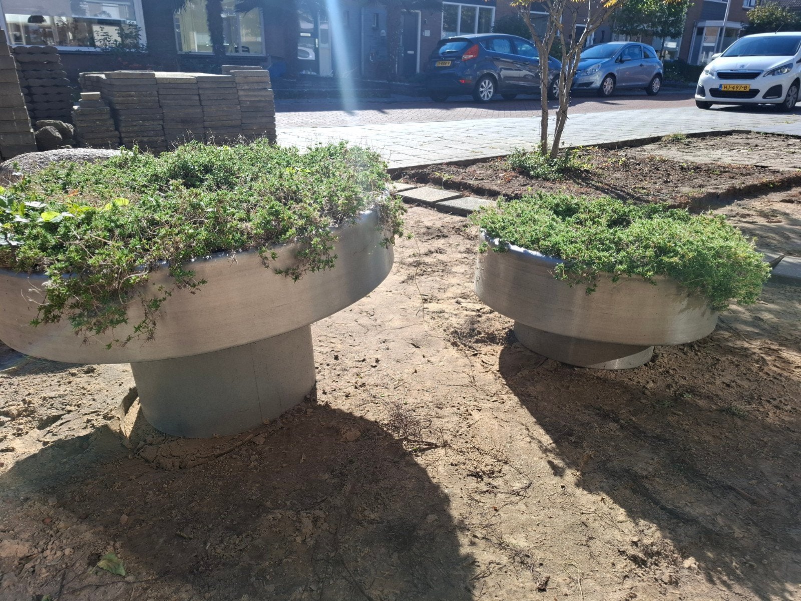 2 roestvrijstalen plantenbakken / vuurschalen, Tuin en Terras, Ophalen, Metaal