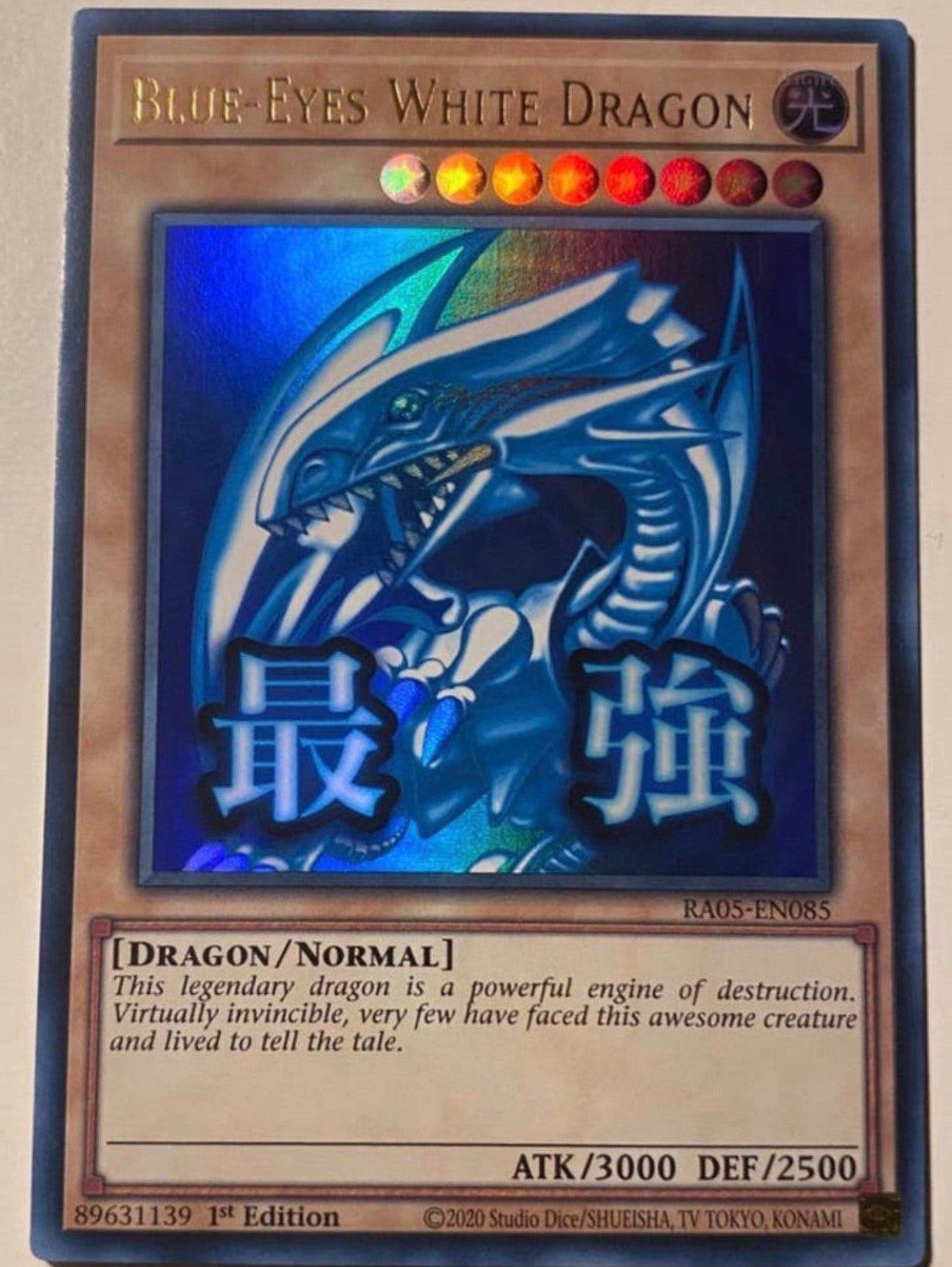 Yu-Gi-Oh! Stamped Blue-Eyes White Dragon RA05 1st Ed Mint  !, Hobby en Vrije tijd, Verzamelkaartspellen | Yu-gi-Oh!, Ophalen of Verzenden