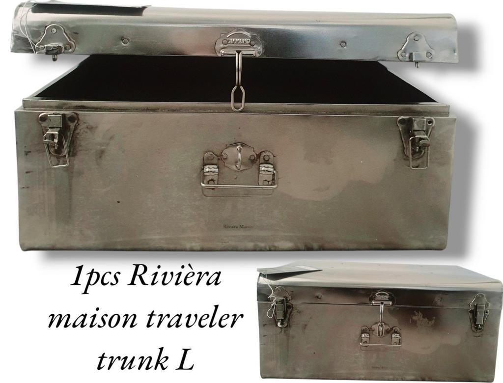 Nieuw van 199,95€ * Rivièra maison traveler trunk L metaal *, Minder dan 50 cm, 50 tot 100 cm, Nieuw, Ophalen of Verzenden