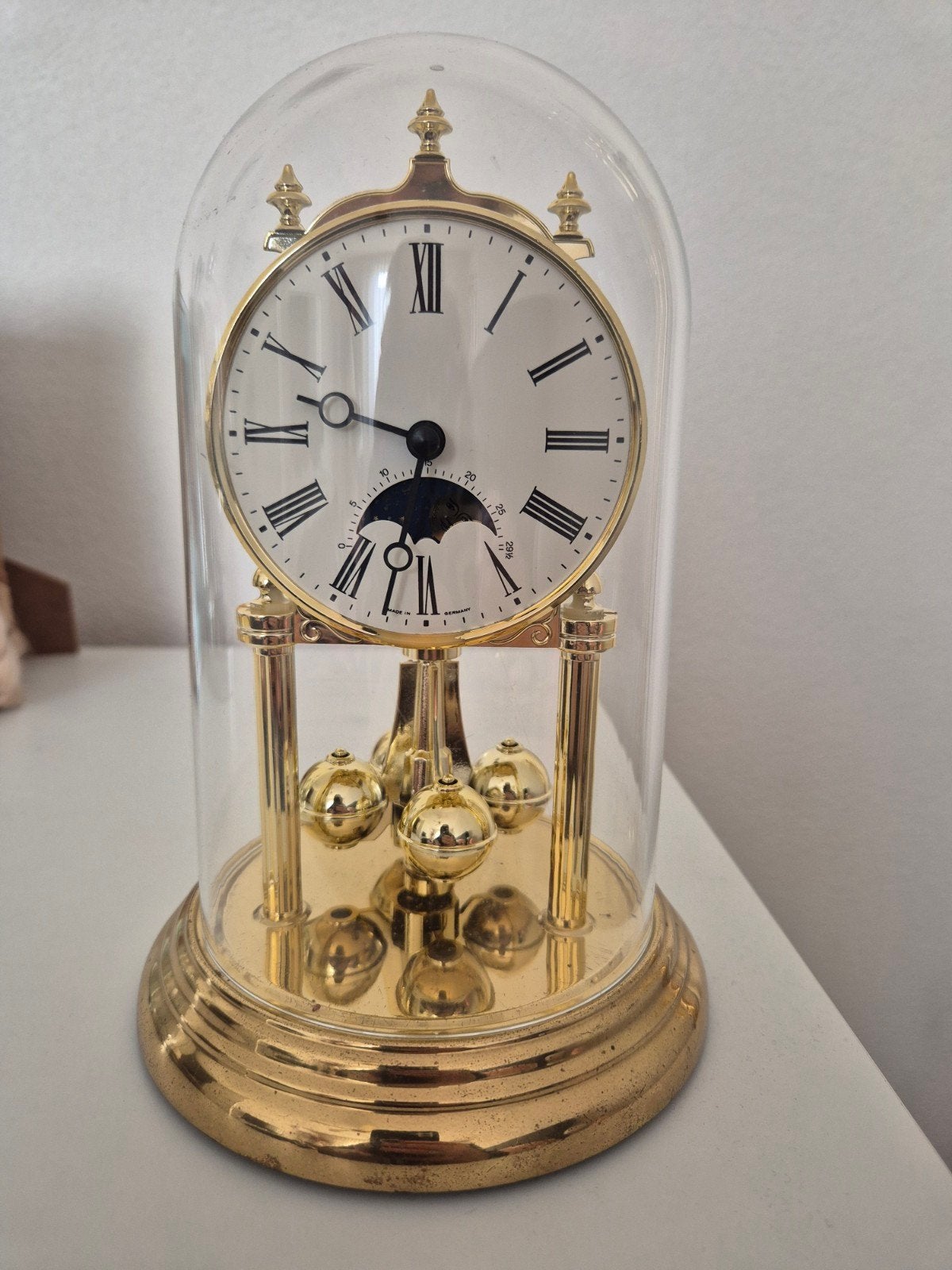 Duitse Jaarpendule (Stolpklok) met Maanfase, Ophalen of Verzenden