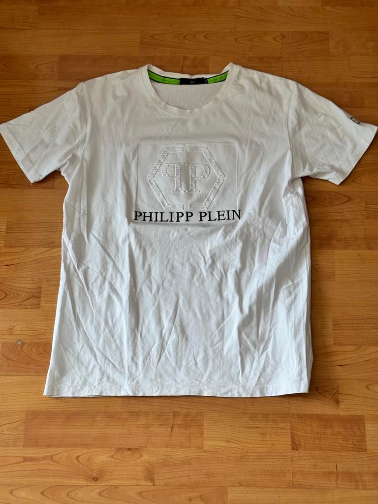 Philipp Plein T-shirt wit met logo - Maat XXL, Ophalen of Verzenden, Zo goed als nieuw, Maat 56/58 (XL), Wit