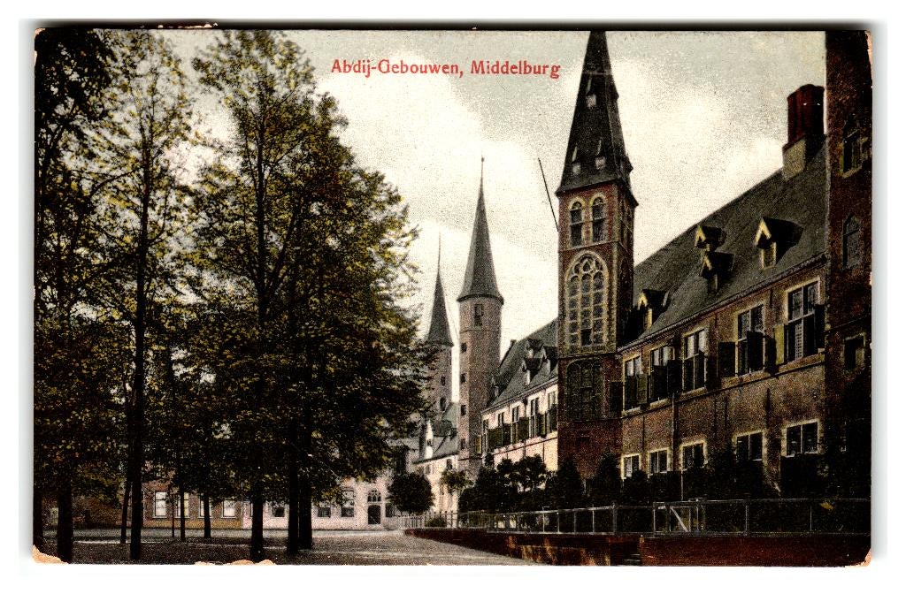Middelburg, Abdij-Gebouwen, Verzamelen, Ansichtkaarten | Nederland, Gelopen, Zeeland, Voor 1920, Verzenden