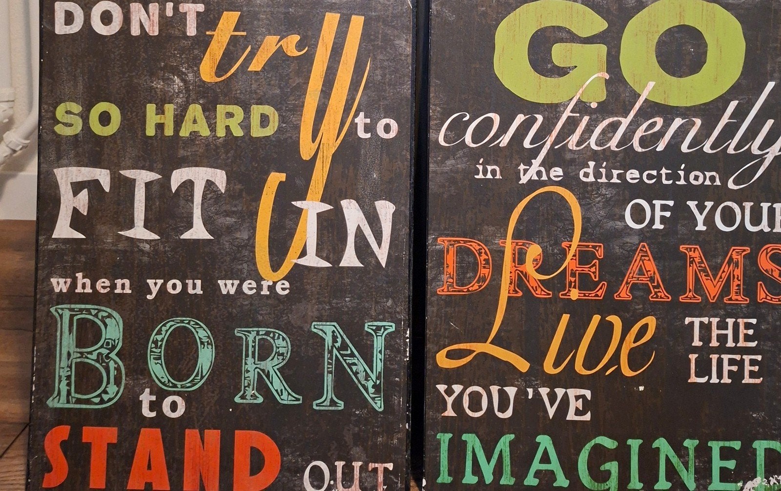 Twee metalen borden met inspirerende quotes, Metaal, Gebruikt, Ophalen of Verzenden, Wandbord of Wandpaneel