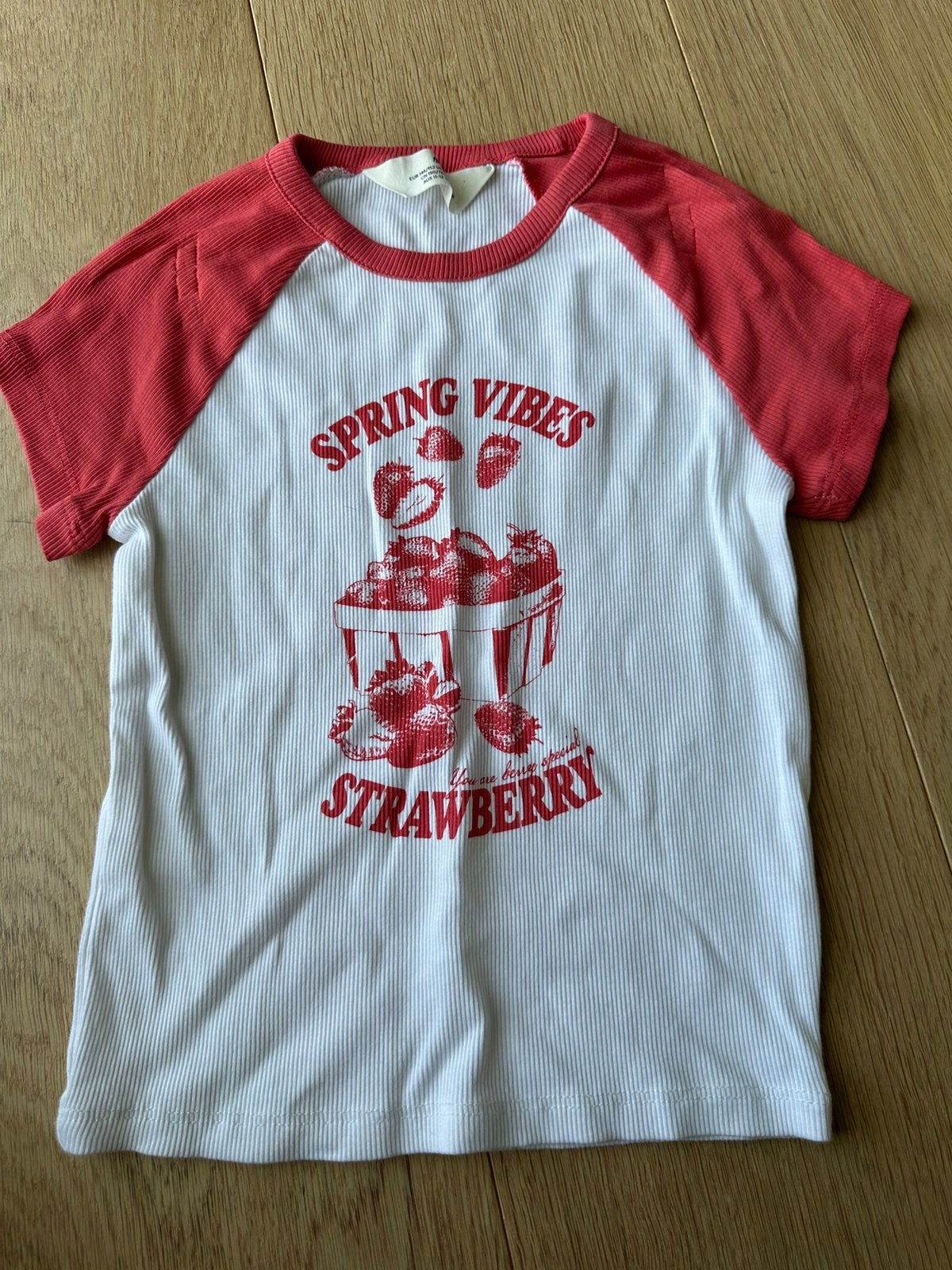 H&M aardbei t-shirt 146/152, Ophalen of Verzenden, Gebruikt, Meisje, Shirt of Longsleeve