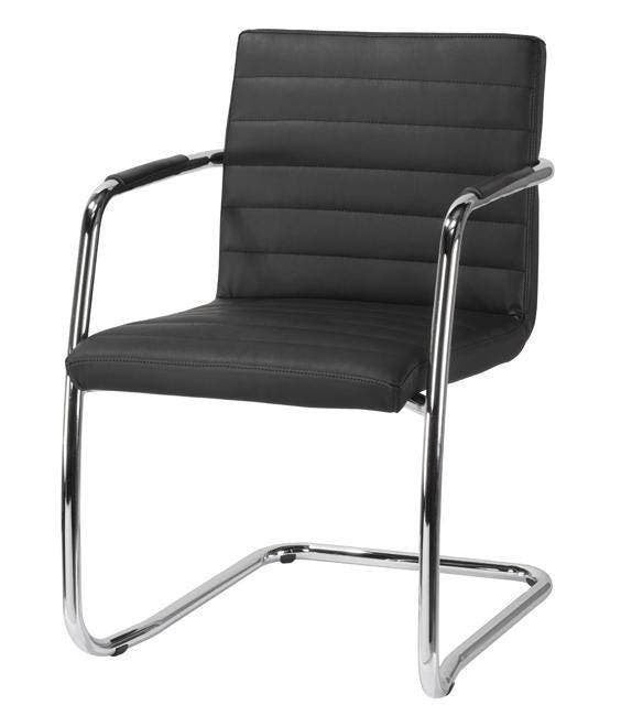 Designstoel 939, Zwart of Wit kunstleder, chroom sledeframe, Huis en Inrichting, Stoelen, Nieuw, Vijf, Zes of meer stoelen, Kunststof