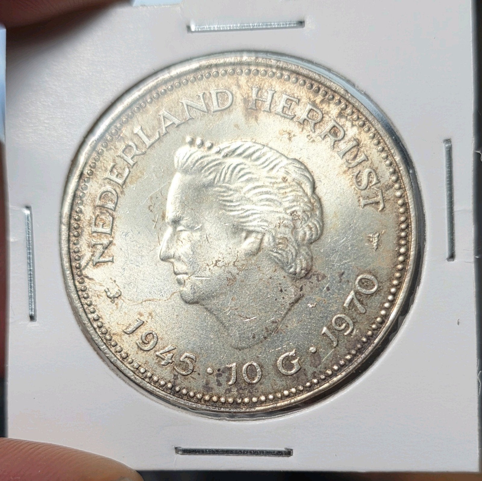 10 gulden 1970 Nederland, Koningin Juliana, Verzenden, Zilver, Losse munt