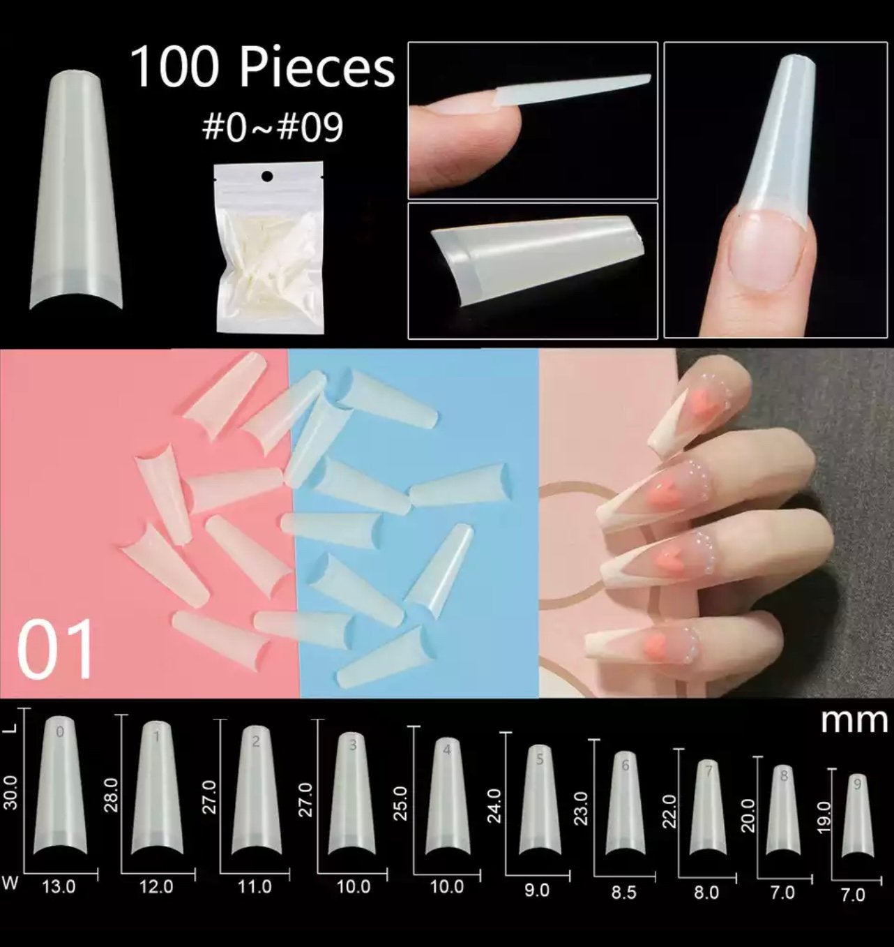 100/120 stuks Nail Tips in Zakjes.Nagels., Overige kleuren, ., Nieuw, Ophalen of Verzenden