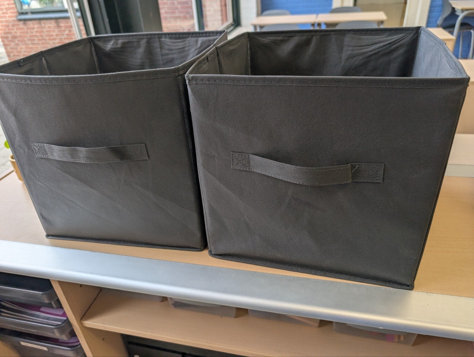 6x Bakken voor vakkenkast (IKEA Kallax-stijl) 30x30x30cm, Ophalen of Verzenden, Zo goed als nieuw, Grijs, Textiel