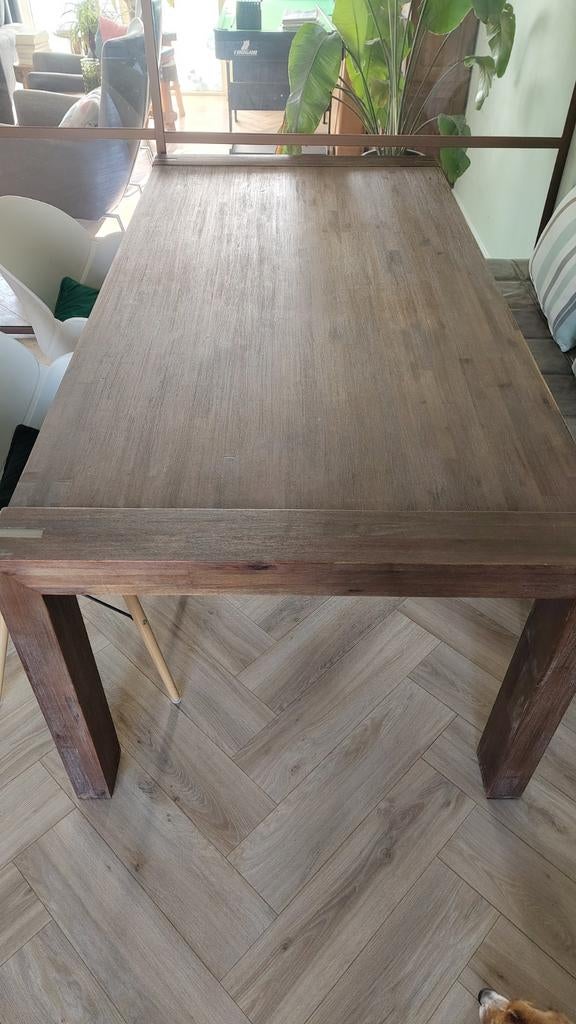 Robuuste donkerbruine houten eettafel - 100 bij 200 cm, Huis en Inrichting, Ophalen, 50 tot 100 cm, Vijf personen of meer, 150 tot 200 cm