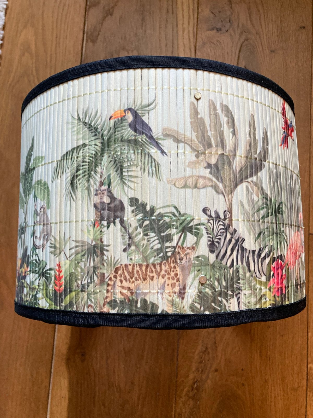 Lampenkap met jungleprint - Ø 30 cm, H 20 cm, Meerkleurig, Overige stijlen, Ophalen of Verzenden, Zo goed als nieuw