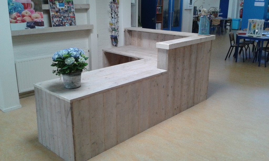 Steigerhout receptiebalie, toonbank L-model elke maat/vorm, Ophalen, Nieuw