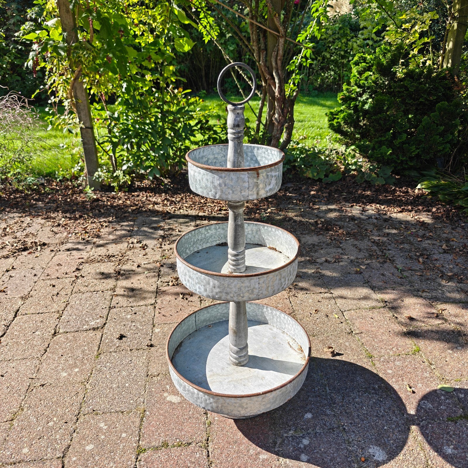 Planten carrousel van gegalvaniseerd metaal en hout, 1m hoog, Ophalen, Gebruikt, Metaal