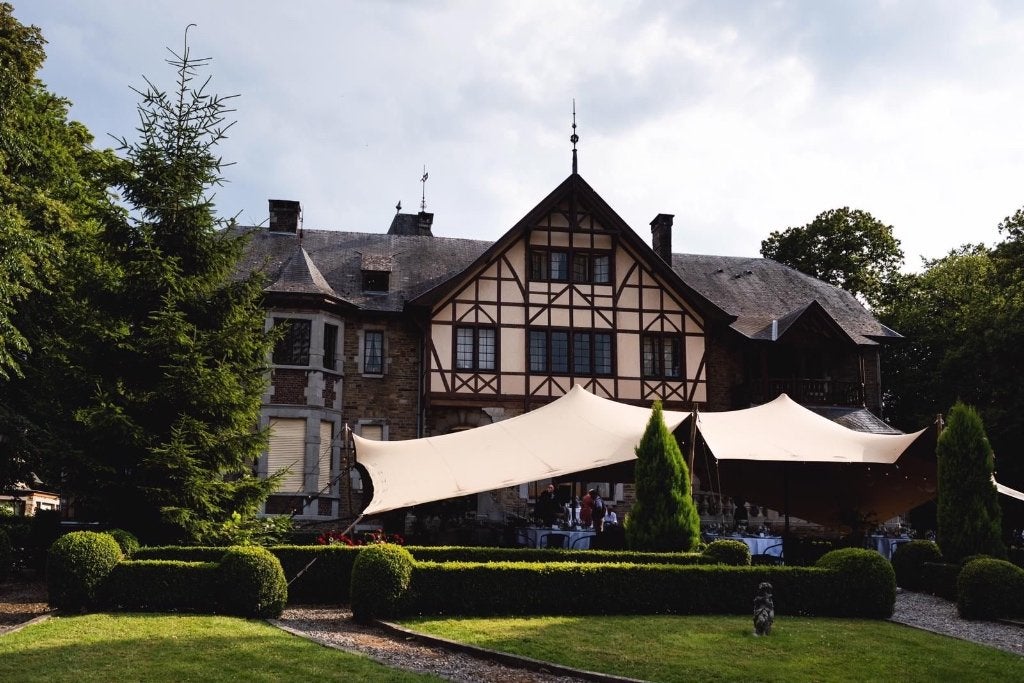 OUTLET DEAL! Stretchtent 7,5 x 10,5 - sand kleur, Ophalen, ., Partytent, 6 meter of meer
