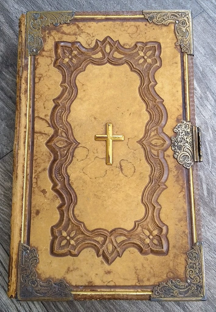 Omstreeks 1850 Bijbel Boek Duitstalig Würzburg Duitsland, Antiek en Kunst, Ophalen of Verzenden